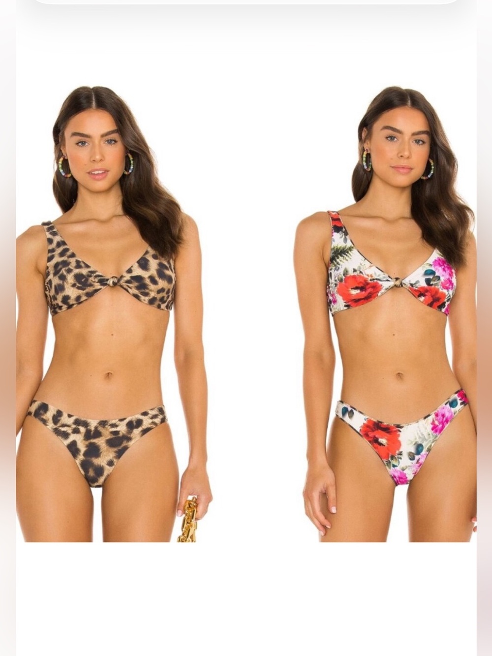 PQ Reversible Leopard Print  and FlowersTie-Front Bikini -